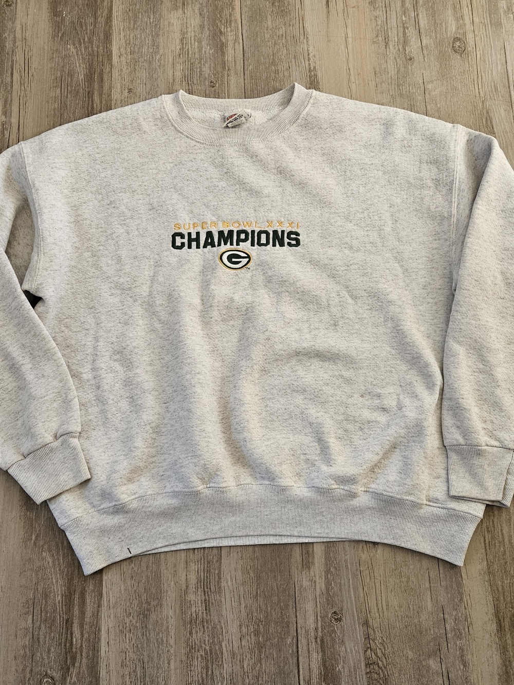 Vintage Nutmeg Mills Green Bay Packers Gray Superbowl Champions Sweatshirt XL